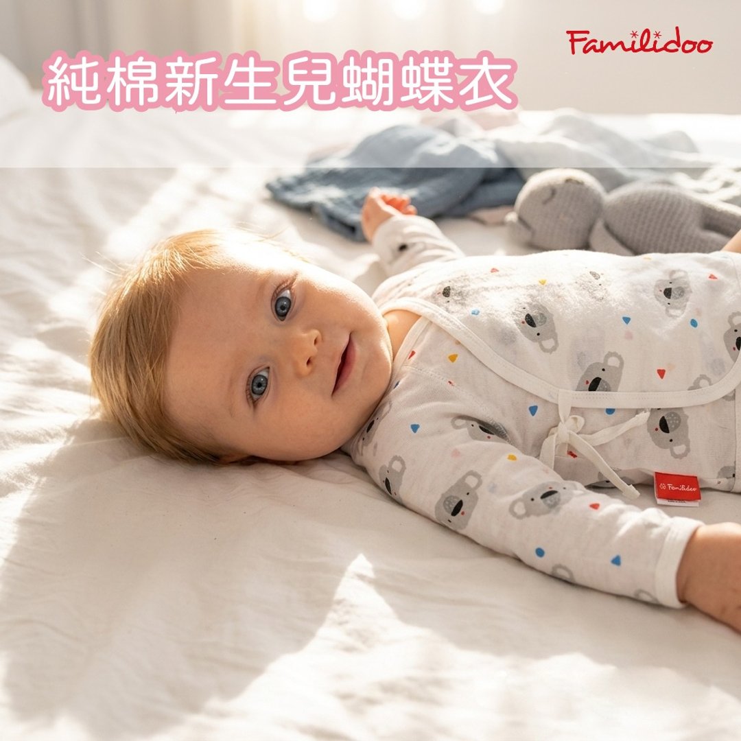 考拉纯棉新生儿服 防抓伤肚衣 反袖设计 肚衣 开襟 蝴蝶衣 纯棉 - 围嘴/口水巾 - 棉 白色