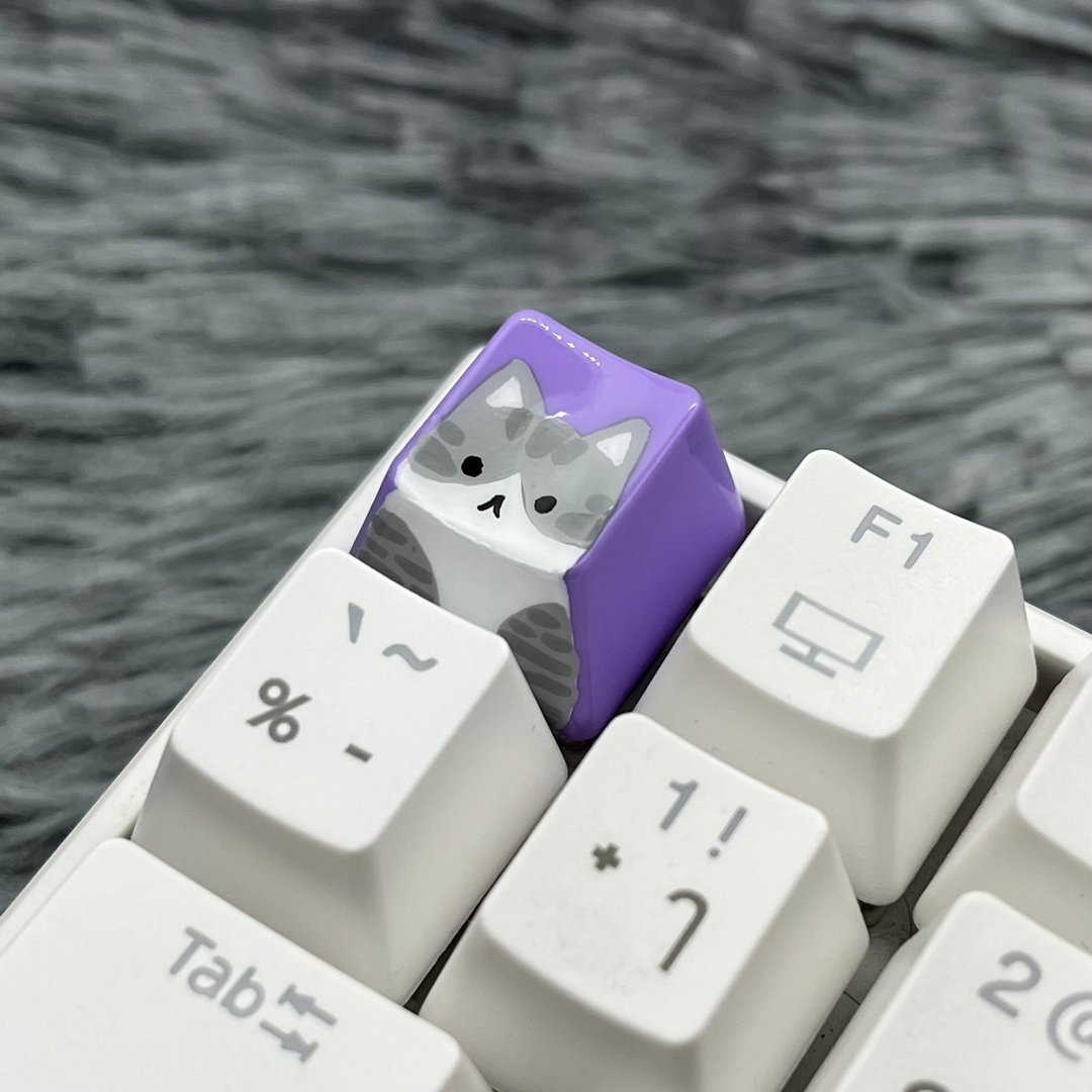 OEM Keycap tabby and white cat- purple - 电脑配件 - 塑料 紫色