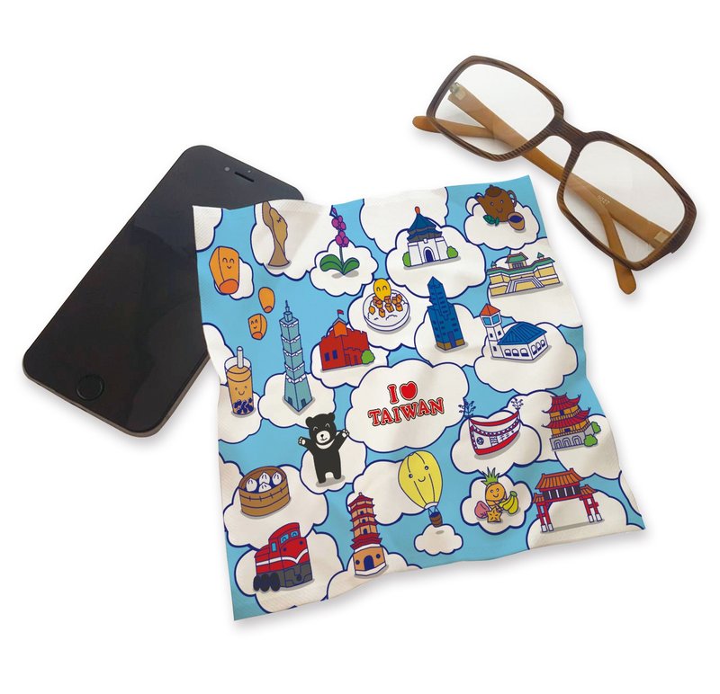 【布漾】印花万用布 我爱台湾 超细纤维=手机=平板=笔电=台湾特色 - 眼镜盒/眼镜布 - 聚酯纤维 橘色