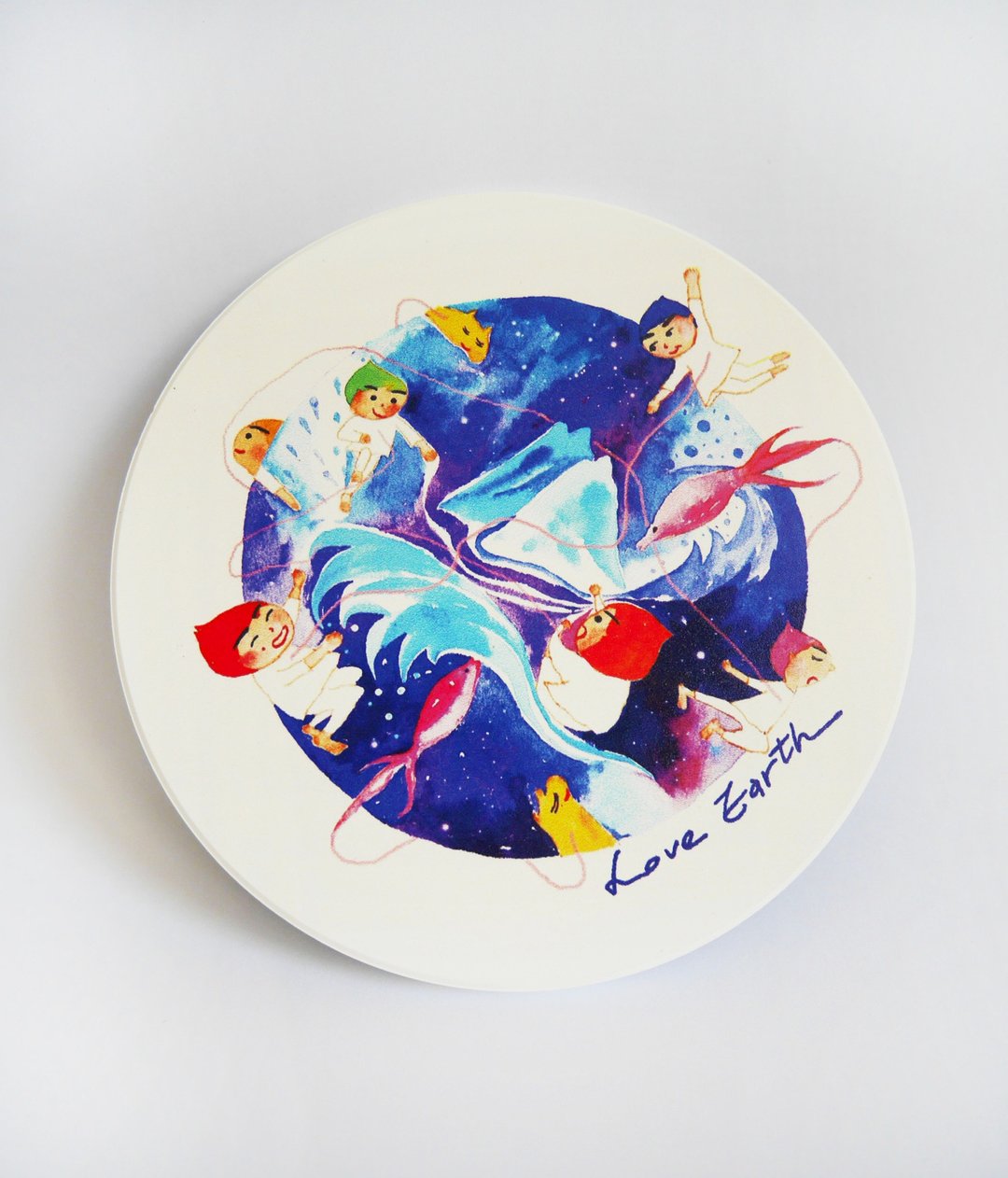 Love earth | 爱 地球 | 陶瓷吸水杯垫coaster - 杯垫 - 陶 多色