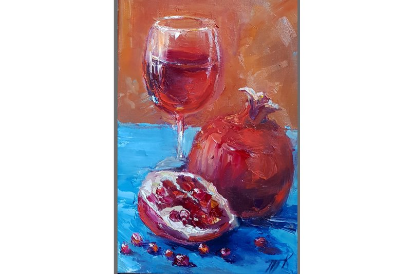 石榴酒 油画 原创艺术 静物 水果墙艺术 - 海报/装饰画/版画 - 其他材质 多色