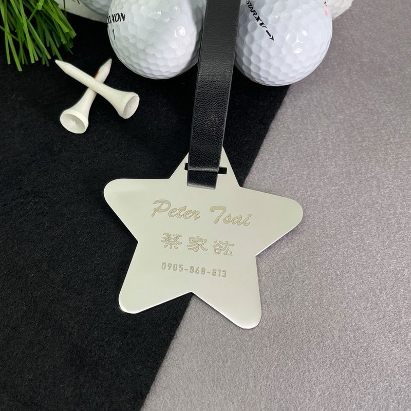 【FulgorJewel】定制化高尔夫球袋姓名牌 星星造型 行李箱姓名牌 - 运动配件 - 不锈钢 银色