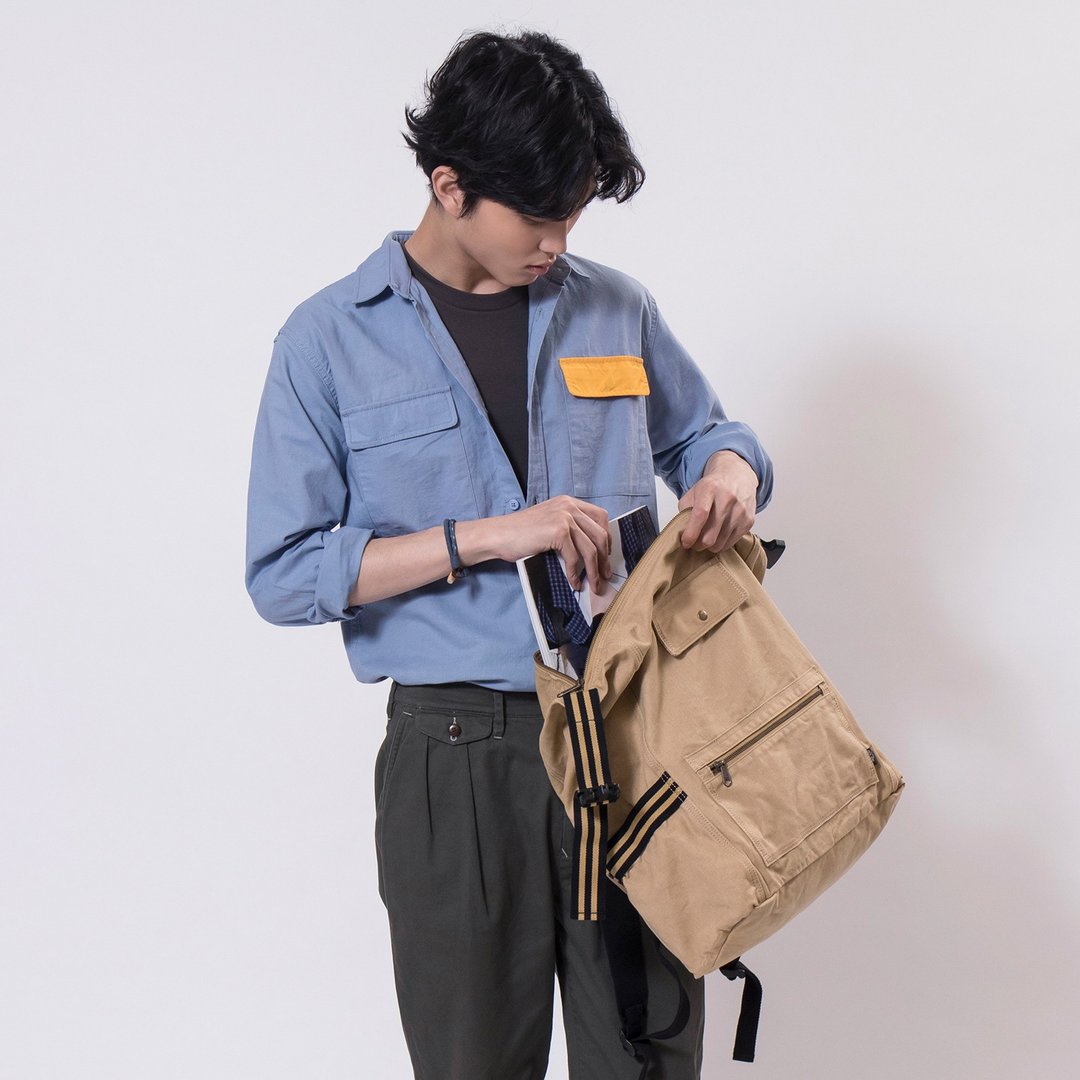 【ad-lib】两用布质背包 - 卡其色//橄榄色 (BA147) - 后背包/双肩包 - 棉．麻 卡其色