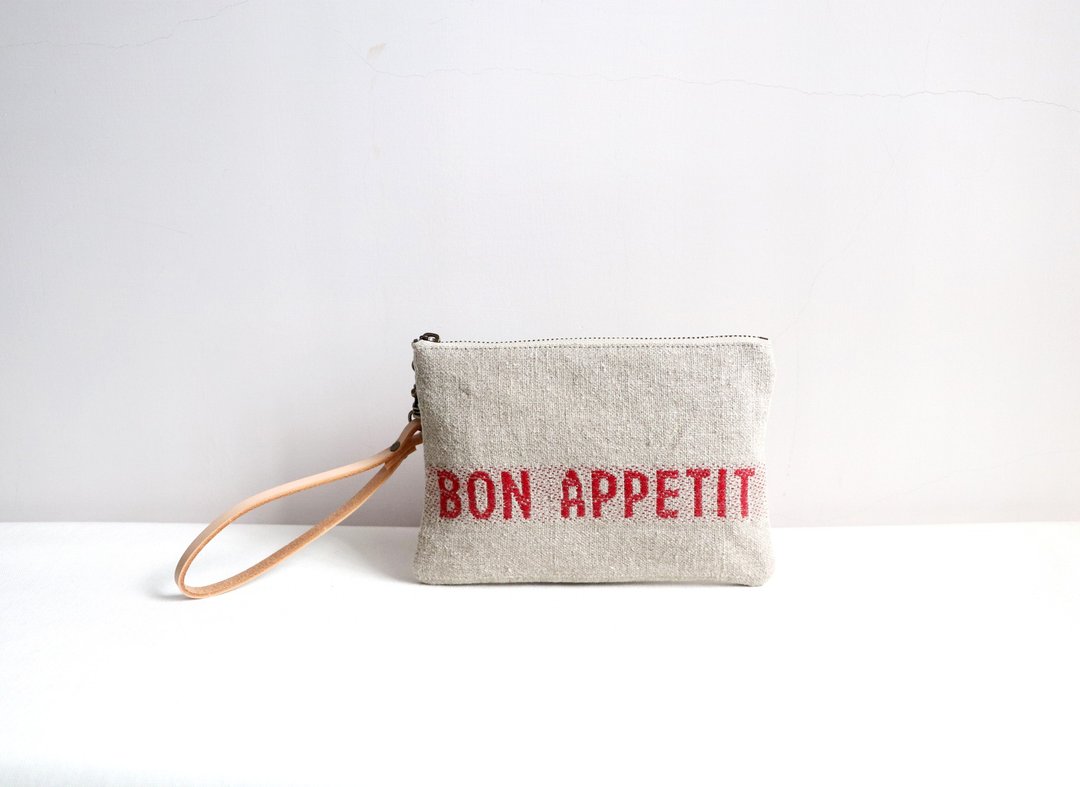 BON APPETIT亚麻手拿包 - 法国亚麻 / 收纳包 / 万用 - 手拿包 - 棉 卡其色