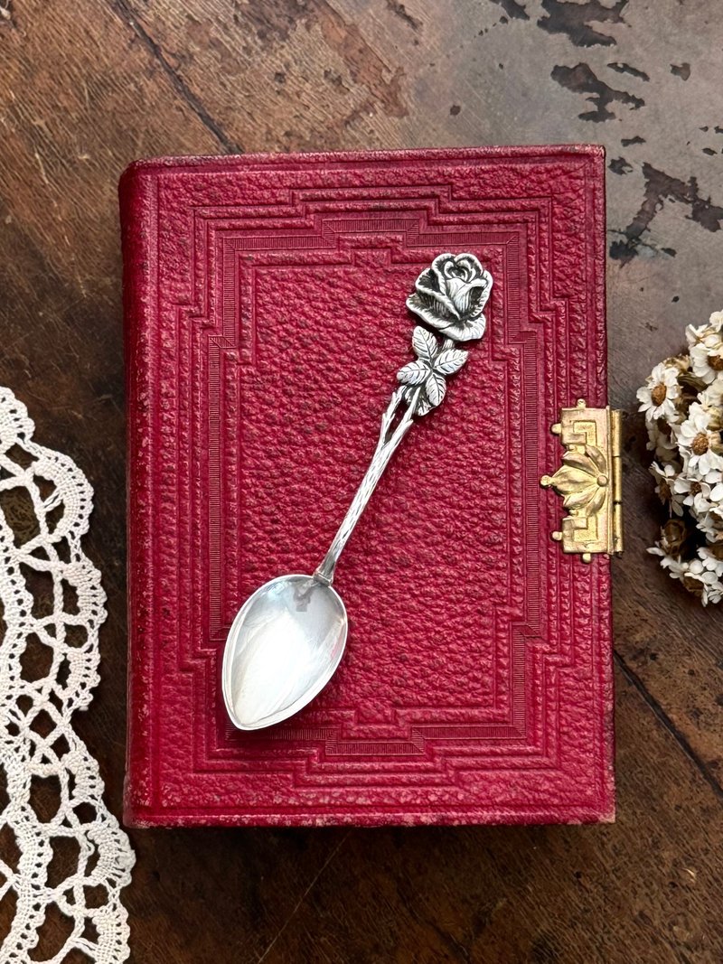 50288-绝美古董800纯银玫瑰浮雕茶匙10cm - 茶具/茶杯 - 纯银 