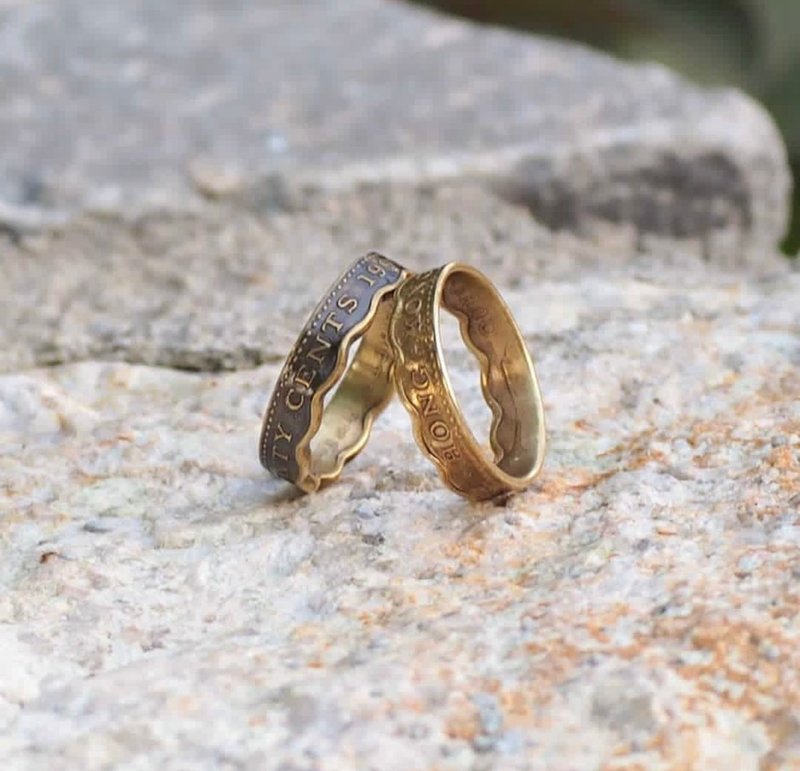 香港两毫硬币戒指 - 戒指 - 铜/黄铜 金色