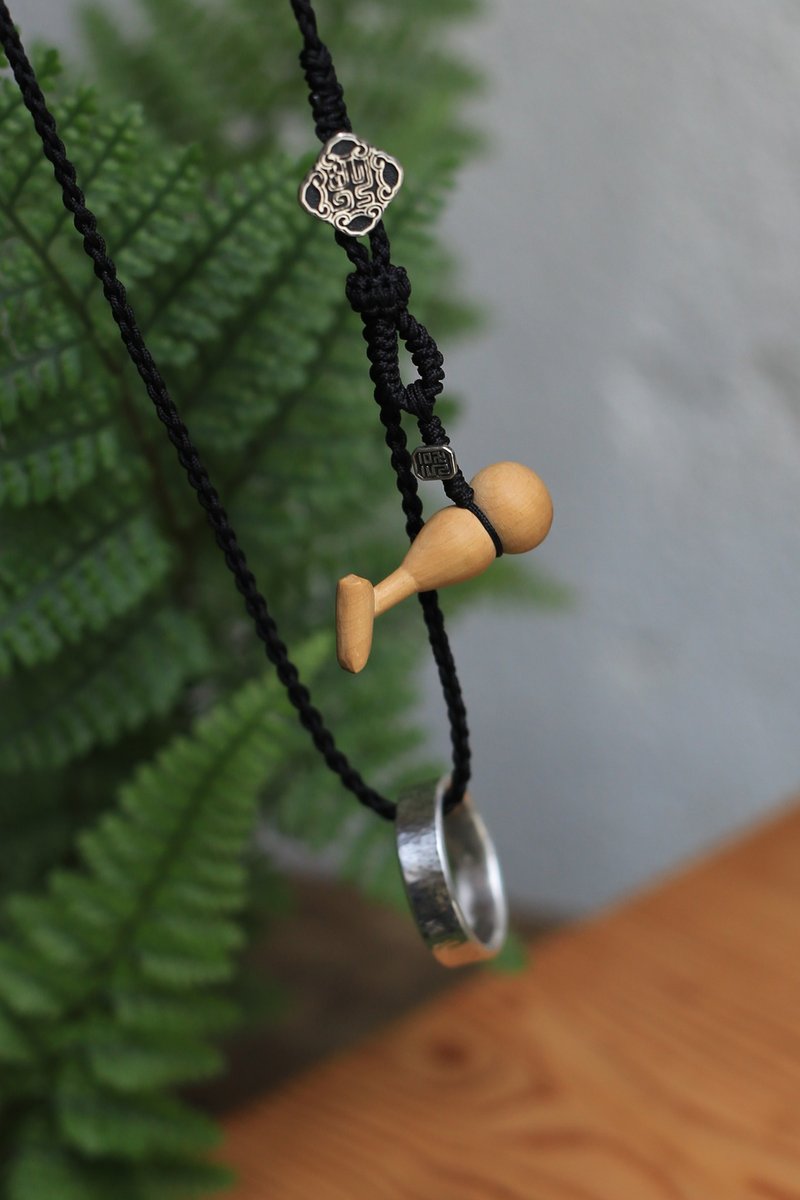 壹染指原创手工 | 999纯银戒指 | 黄杨木葫芦 | 编绳项链 - 项链 - 纯银 