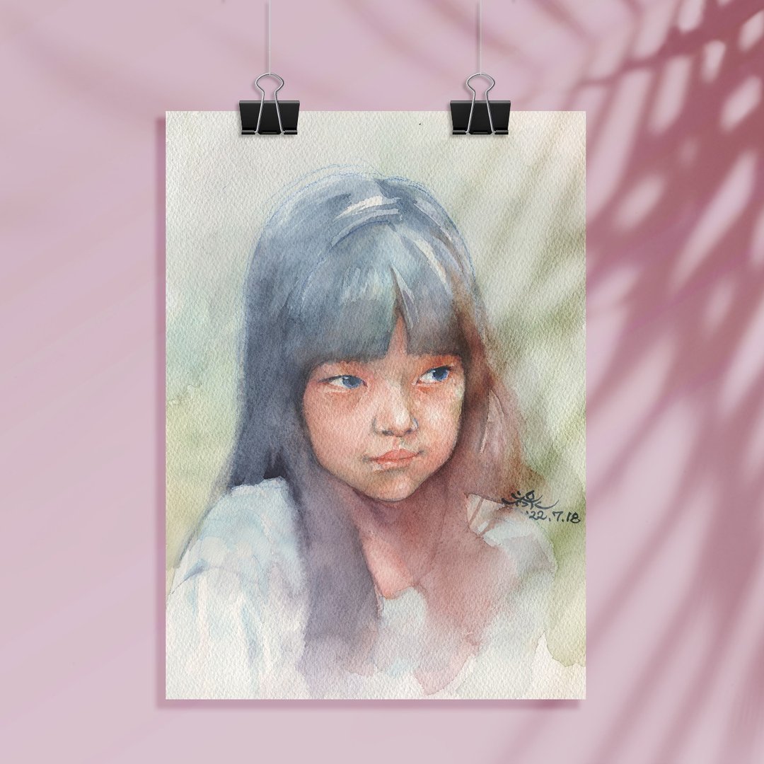 最棒的礼物|水彩画| 似颜绘|定制画像|手绘插画|人像画定制|弥月 - 订制画像 - 纸 