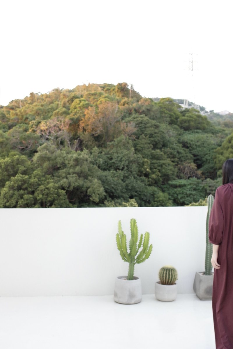 极长开襟洋装 栗色红 - 女装休闲/机能外套 - 聚酯纤维 红色