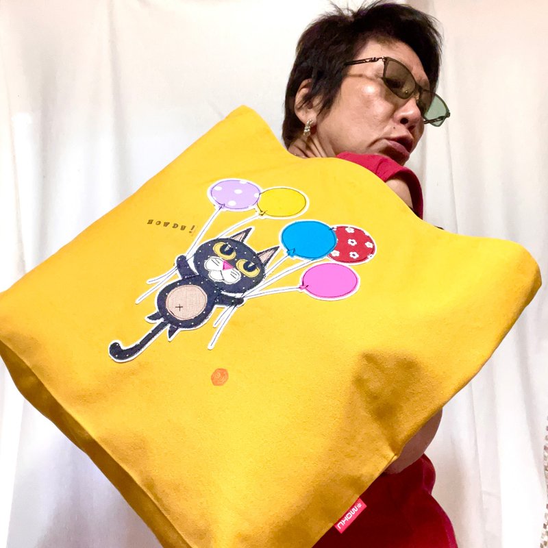 侧肩托特包・气球 - 侧背包/斜挎包 - 棉．麻 黄色