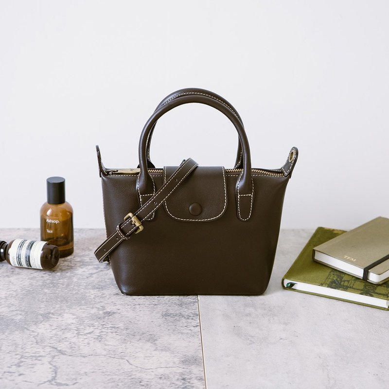 真皮手提侧背小包 22364 咖 - 侧背包/斜挎包 - 真皮 咖啡色