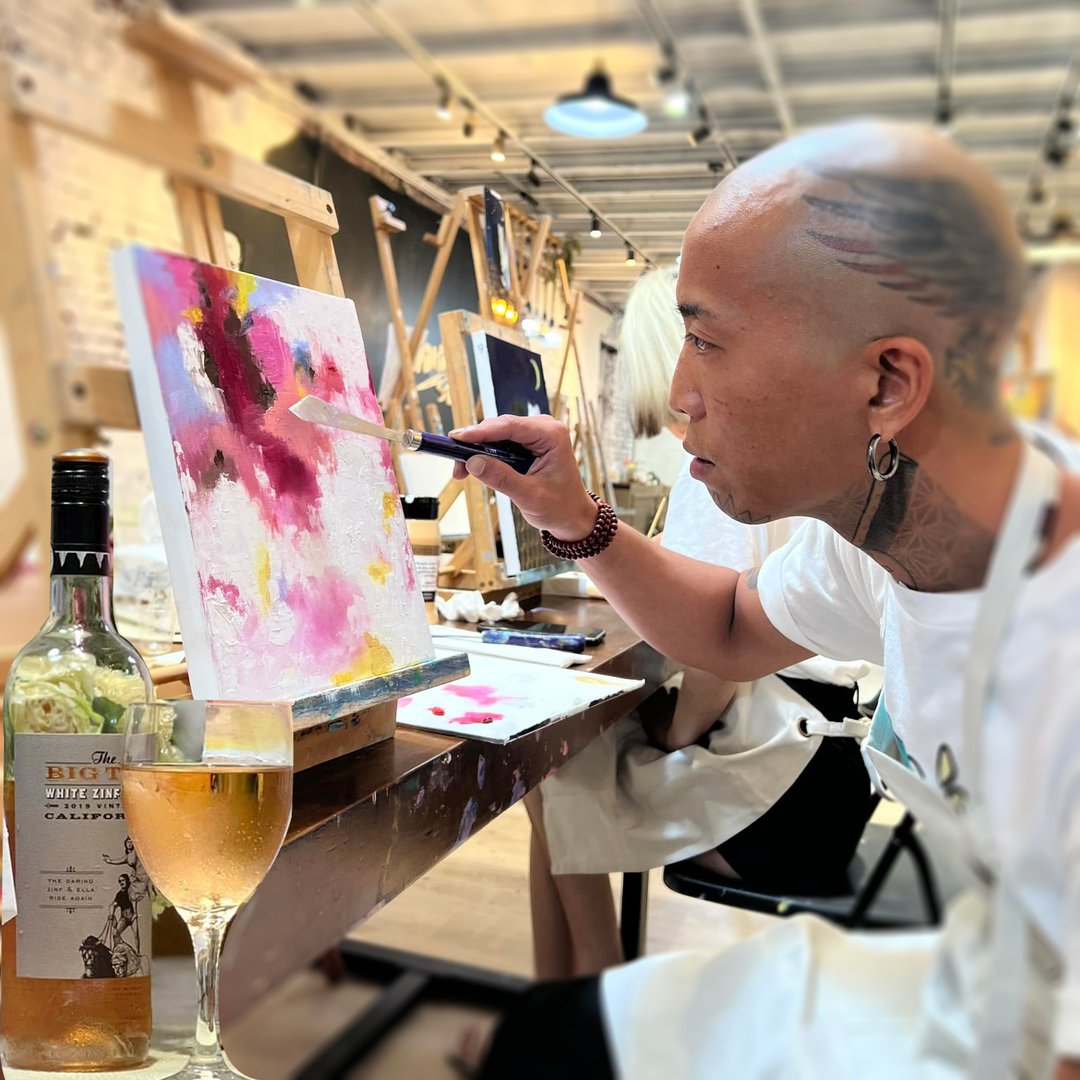金。粉红酒 油画体验 课程 - 插画/绘画/写字 - 颜料 