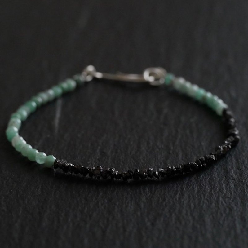 Black Rough Diamond & Emerald Bracelet - 手链/手环 - 宝石 绿色