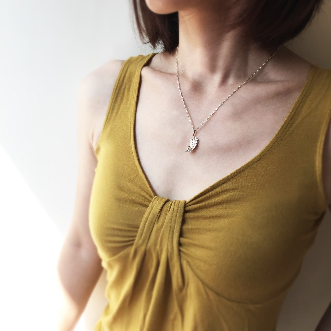 wheat a necklace_麦穗a项链 | 925纯银 限量 设计师手作 - 项链 - 银 银色