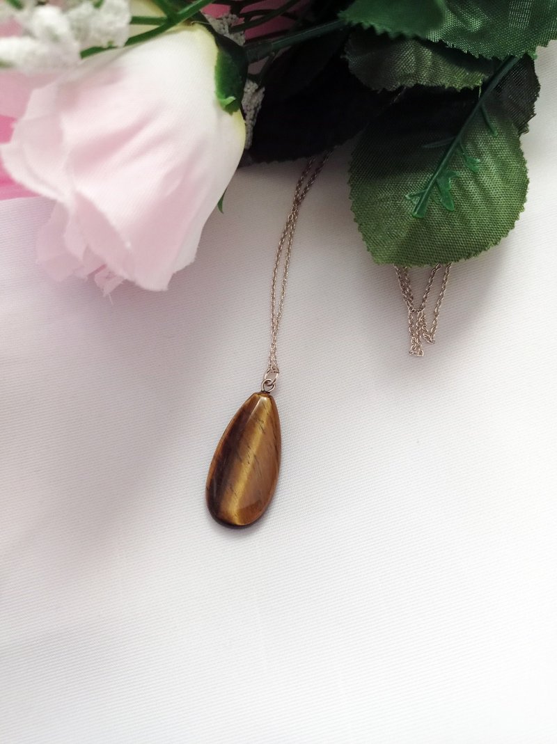 Tiger Eye .925 纯银项链送给她的礼物 - 项链 - 宝石 咖啡色