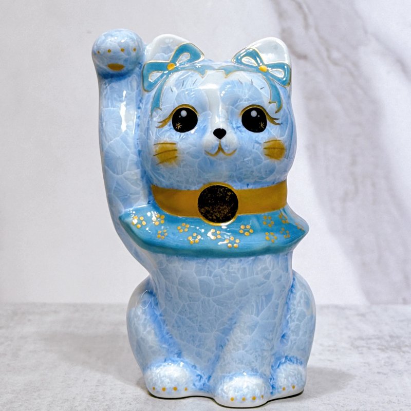 【福瑞藤华】日本清水烧招财猫 | 花结晶 藤体花 亿万両 - 摆饰 - 瓷 蓝色