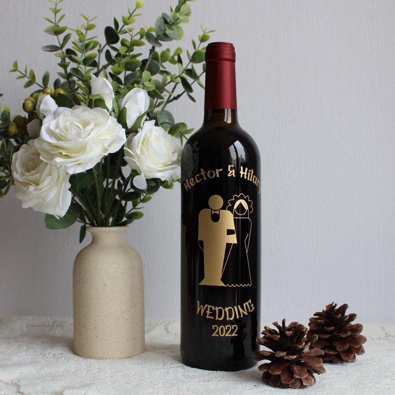 Text Art |结婚礼物—订制个性化婚礼红酒|雕刻 - 酒类 - 玻璃 