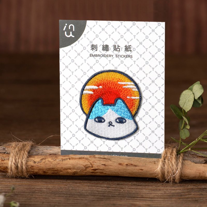 猫与富士山 / 日系 / 刺绣贴纸 - 贴纸 - 绣线 多色