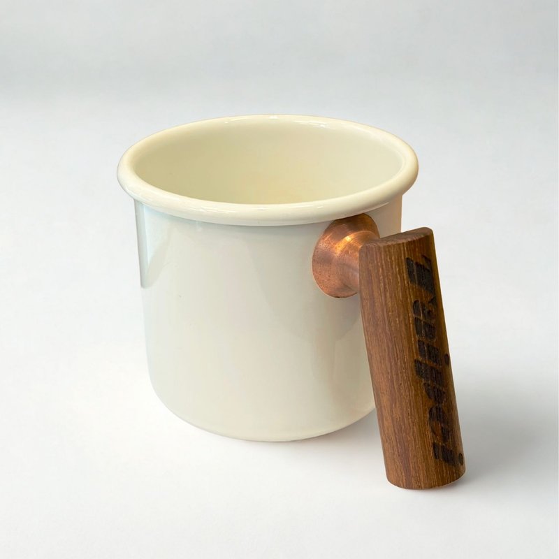 Truvii 柚木把手双色珐琅杯 露营杯 - 月光白 - 其他杯子 - 珐琅 白色