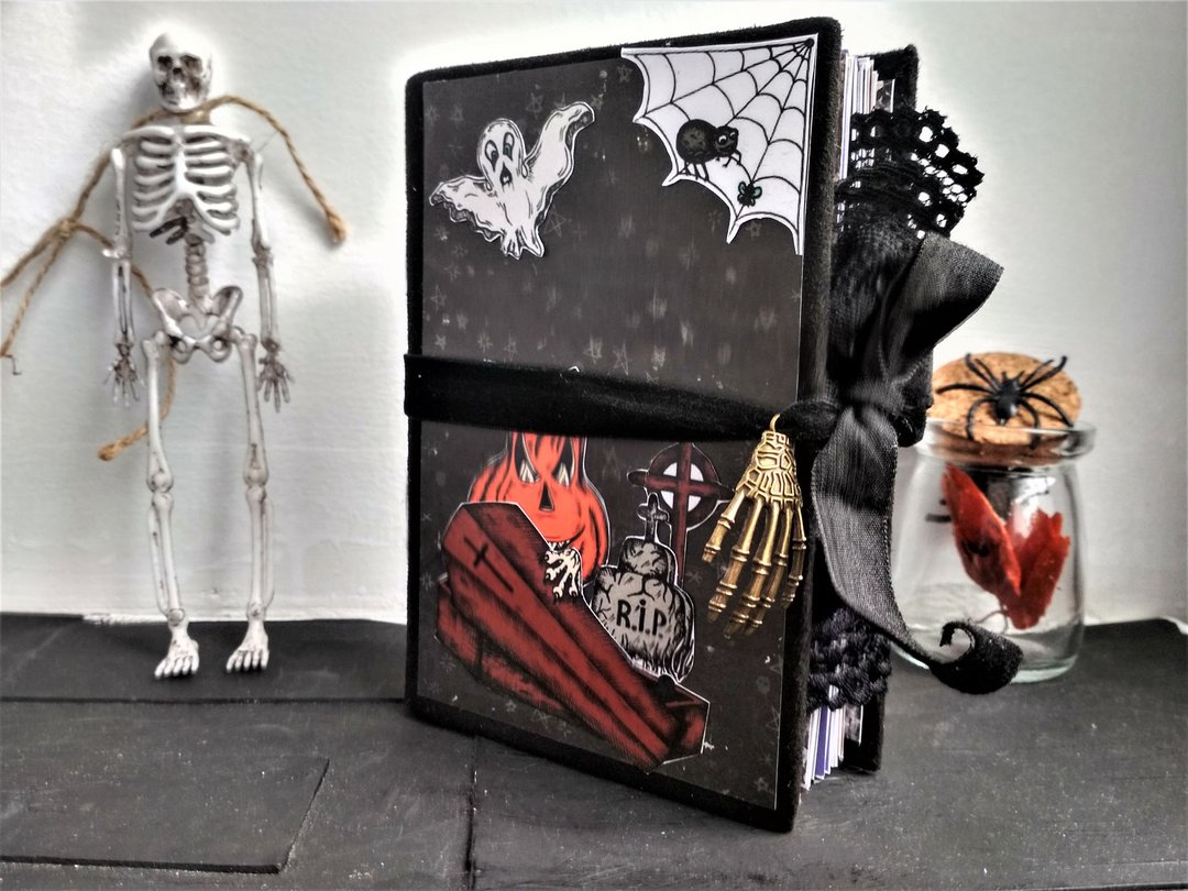 Creepy Junk Journal 手工制作 Wicked 笔记本 Nightmare 哥德风 魔法书 厚重 - 笔记本/手帐 - 纸 黑色