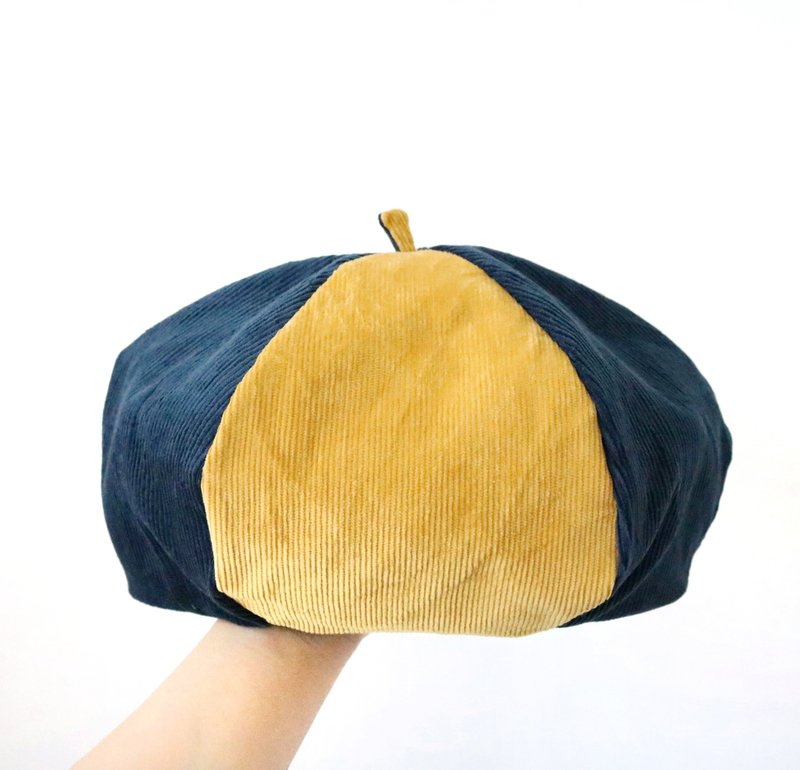 黄蓝拼 手工双面六角帽子 画家帽 - 帽子 - 其他材质 黄色