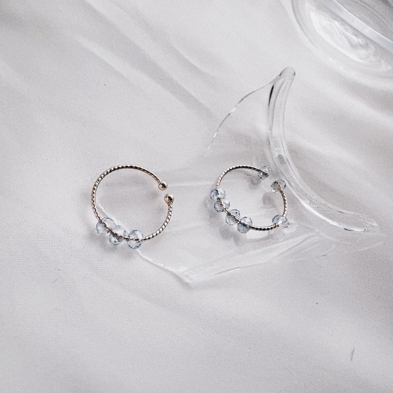 微定制－淡蓝琉璃滑动开口戒 // 可调戒围 - 戒指 - 琉璃 