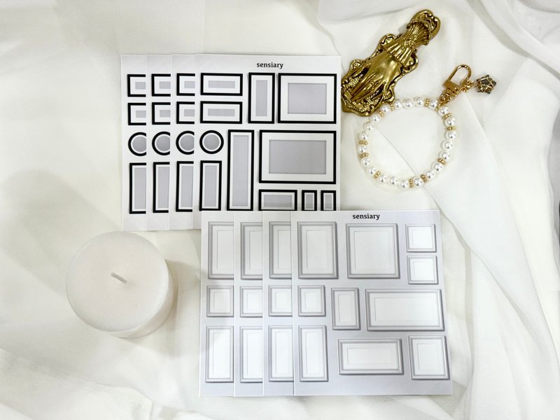 感官有框标签贴纸 两色 8PCS - 卡片/明信片 - 纸 