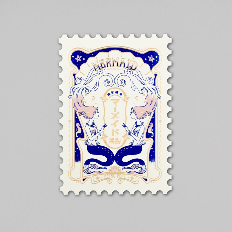 Obiwan 邮票造型明信片 美人鱼制药 - 卡片/明信片 - 纸 蓝色