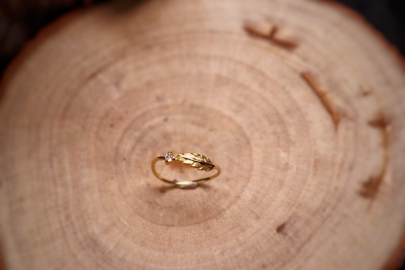 【花坛a kadan系列】k18小羽毛细戒 - 戒指 - 贵金属 金色