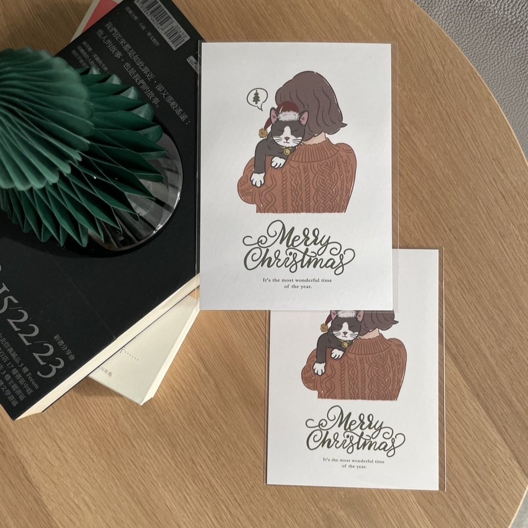 【Xmas - Me & My Santa】| 明信片 圣诞卡 - 卡片/明信片 - 纸 白色
