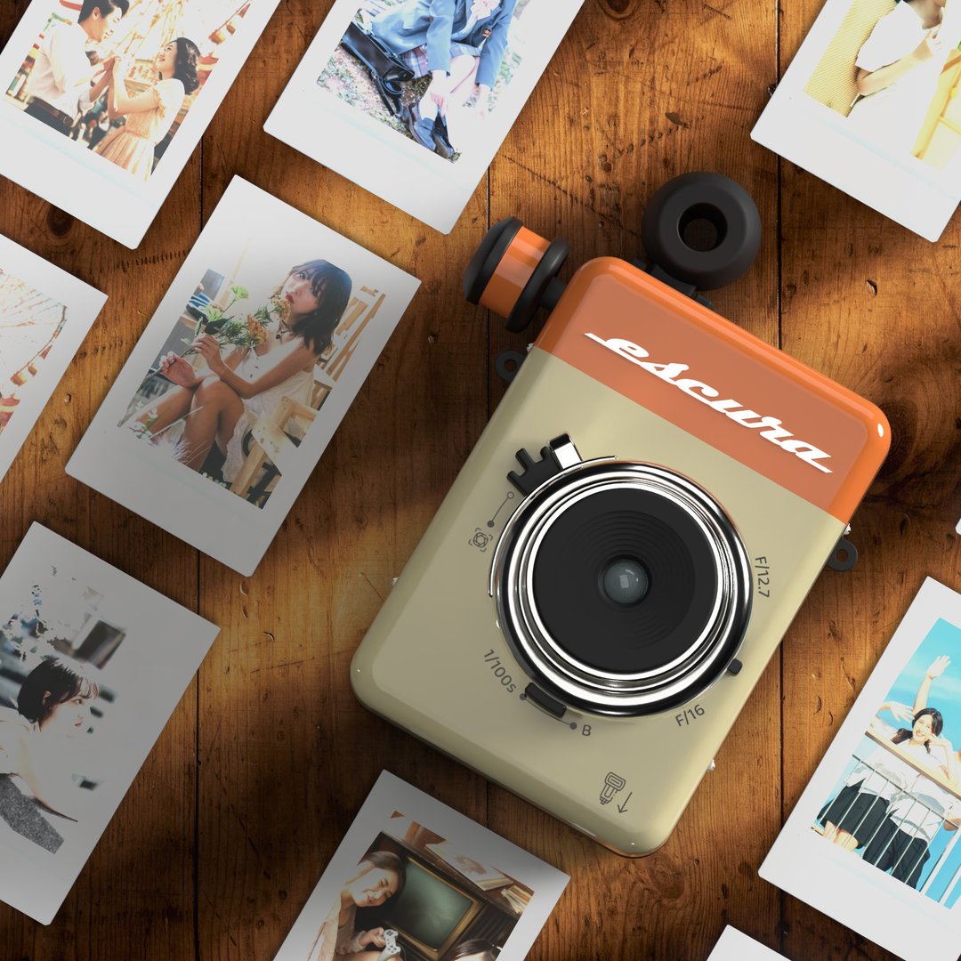 全手动 拍立得 相机 (兼容富士Instax Mini) - 相机 - 塑料 橘色