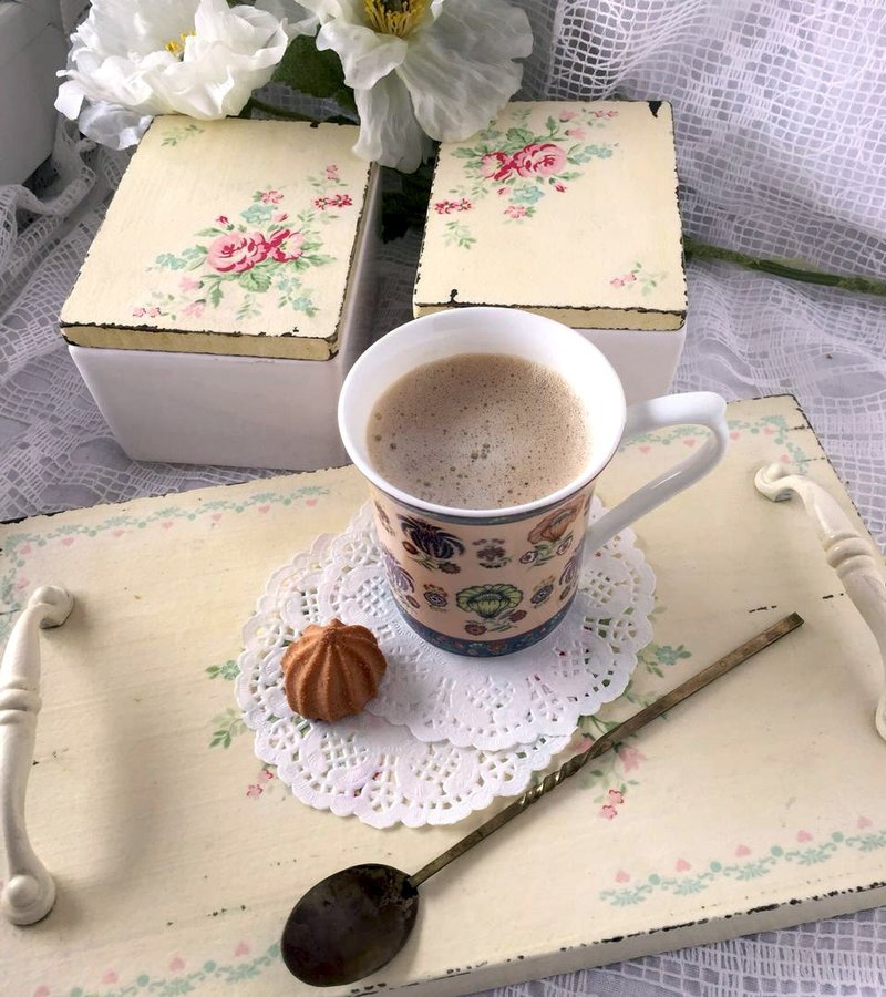 厨房套装，陶瓷厨房罐，破旧别致风格，欧洲经典 - 托盘/砧板 - 木头 白色