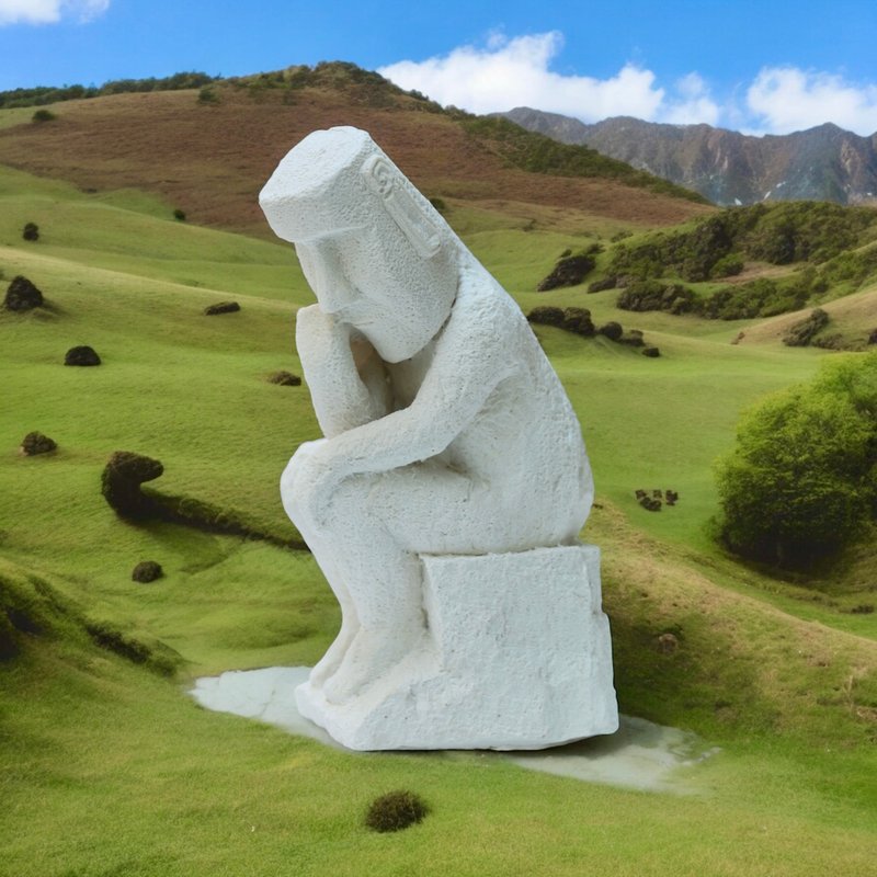 摩艾 沉思者 创意雕塑 居家摆饰 扩香雕像 居家香氛 扩香石 茶树 - 香薰/精油/线香 - 其他材质 白色