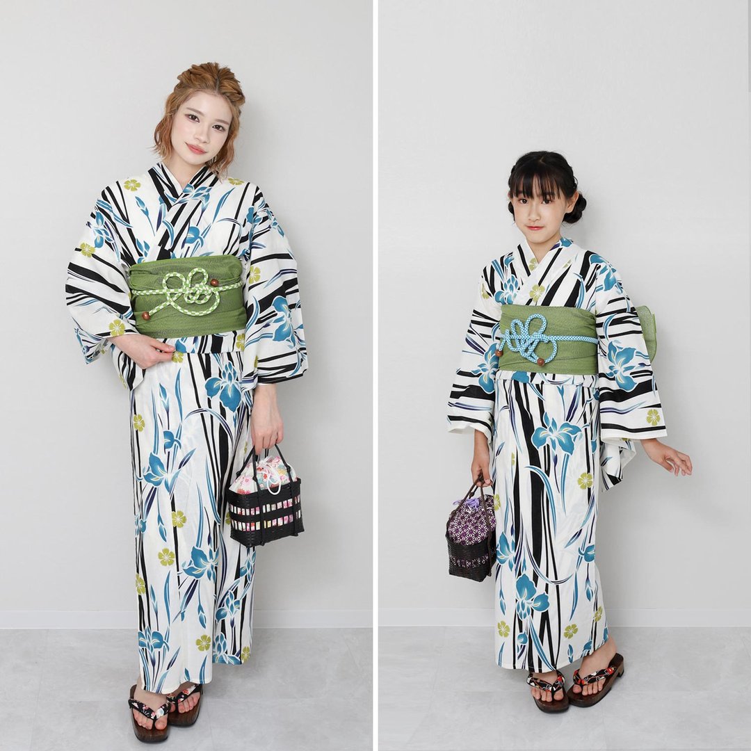 浴衣 腰封 2件组 女 大人 儿童 青少年 亲子 130/140/S/F x23-6 - 其他 - 棉 蓝色