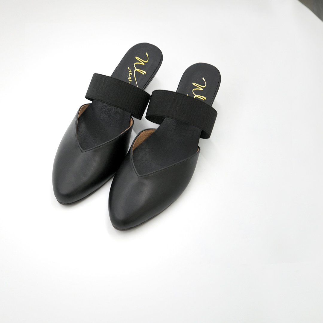 Mules V (细致黑) Black Mules Low Heels | WL - 女款牛津鞋/乐福鞋 - 真皮 