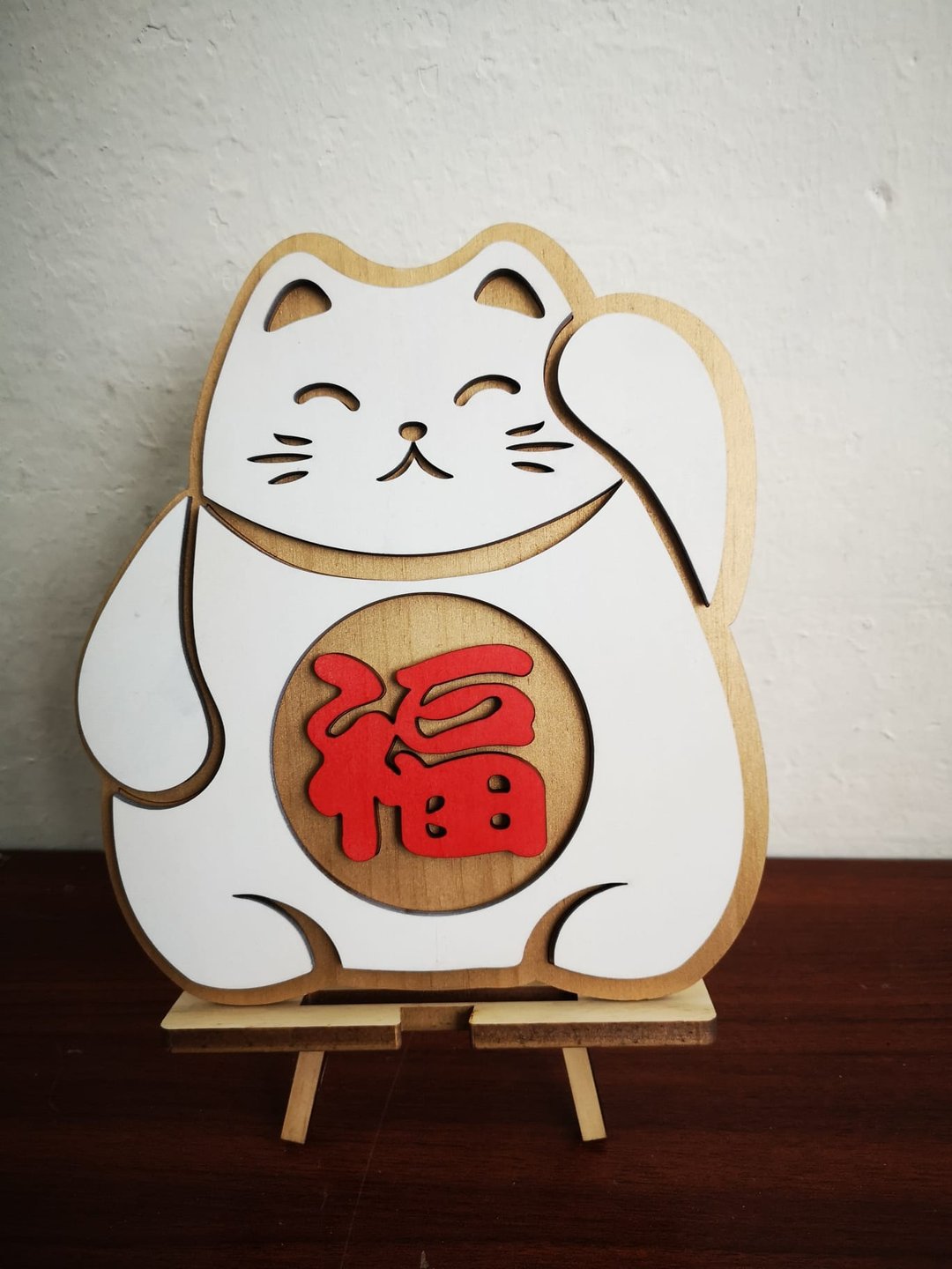 新年立体木挥春 日式招财猫款 可自选颜色 - 摆饰 - 木头 多色