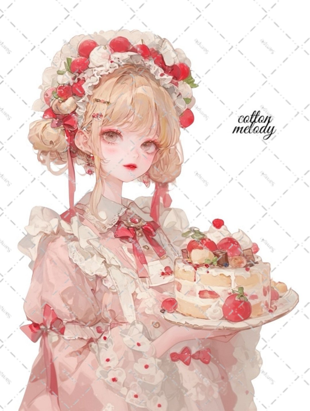 [限定] 原创贴纸编号SB35 // 与 nene Patisserie Melody 合作的人物贴纸 cottonmelody - 贴纸 - 纸 