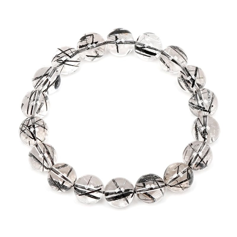 【正佳珠宝】黑发晶 顶级净透 11-11.8mm 黑发晶手珠 - 手链/手环 - 半宝石 多色