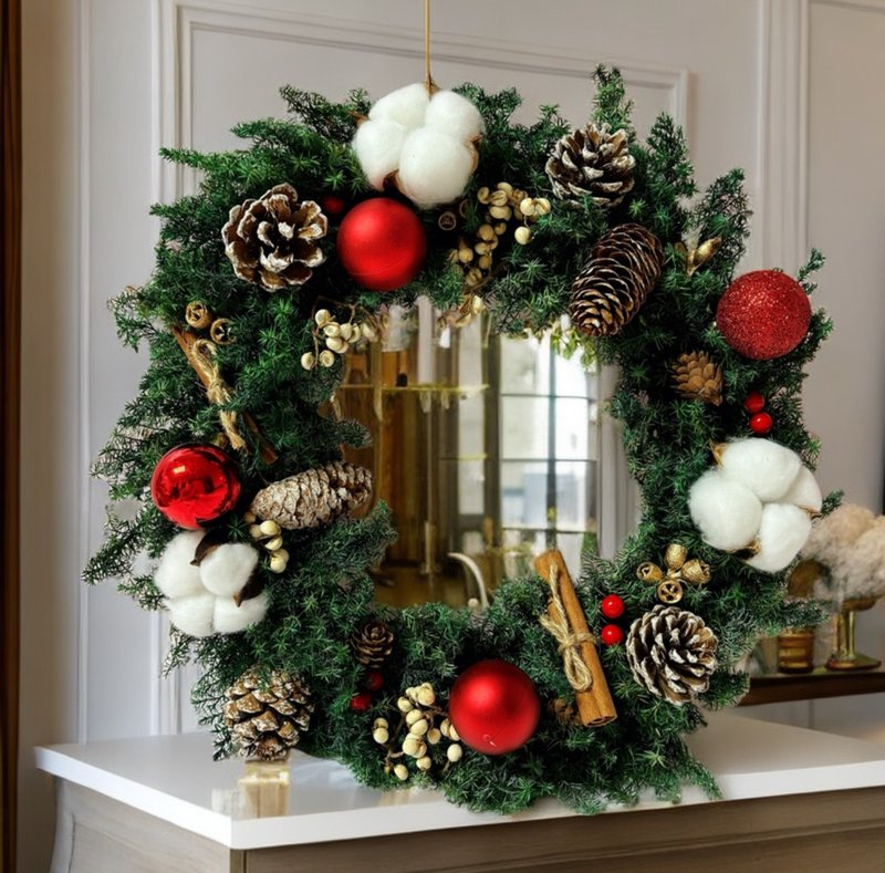 永生雪松圣诞花圈/圣诞花环/圣诞礼物 - 干燥花/捧花 - 植物．花 