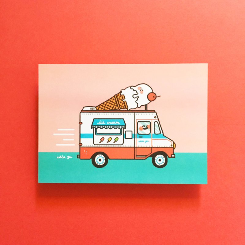 冰淇淋摊车 / 明信片 - 卡片/明信片 - 纸 多色