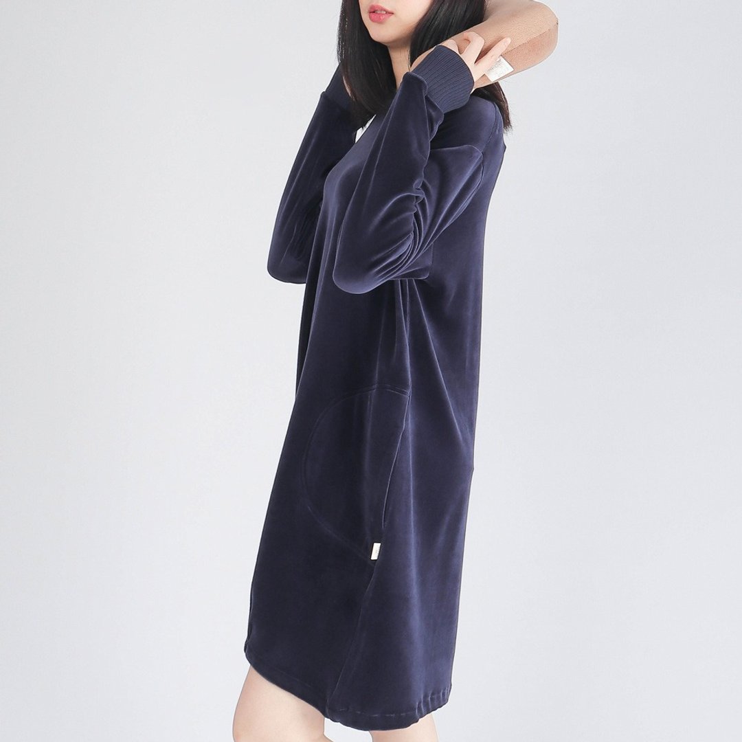 UMORFIL胶原蛋白珊瑚绒连身裙居家服-丈青 - 居家服/睡衣 - 棉 蓝色
