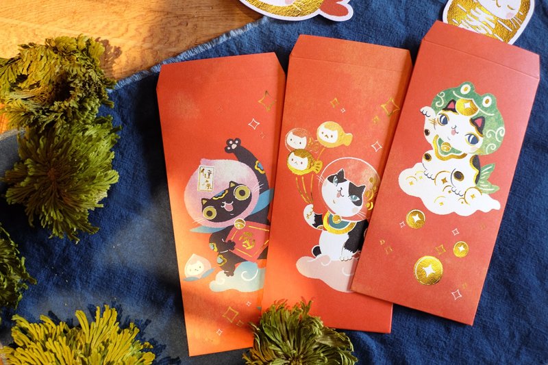 福星帮 - 红包袋 6入 猫 马年红包 马上有钱 利是封 - 红包/春联 - 纸 橘色