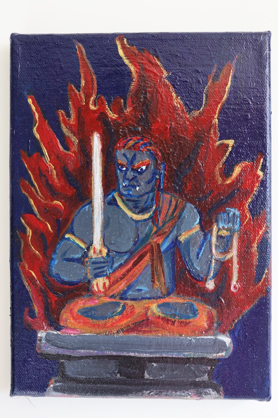 快速出货,限量一件不动明王-蓝色身绘画,静坐,灵性,观想画 - 摆饰 - 颜料 蓝色
