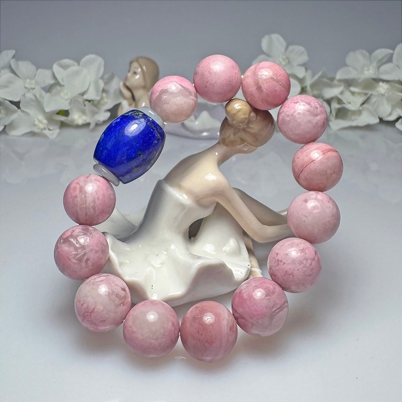 G53 全粉玉化老料 超稀有 收藏级 蔷薇辉石 青金石 13mm 手串 - 手链/手环 - 玉石 多色