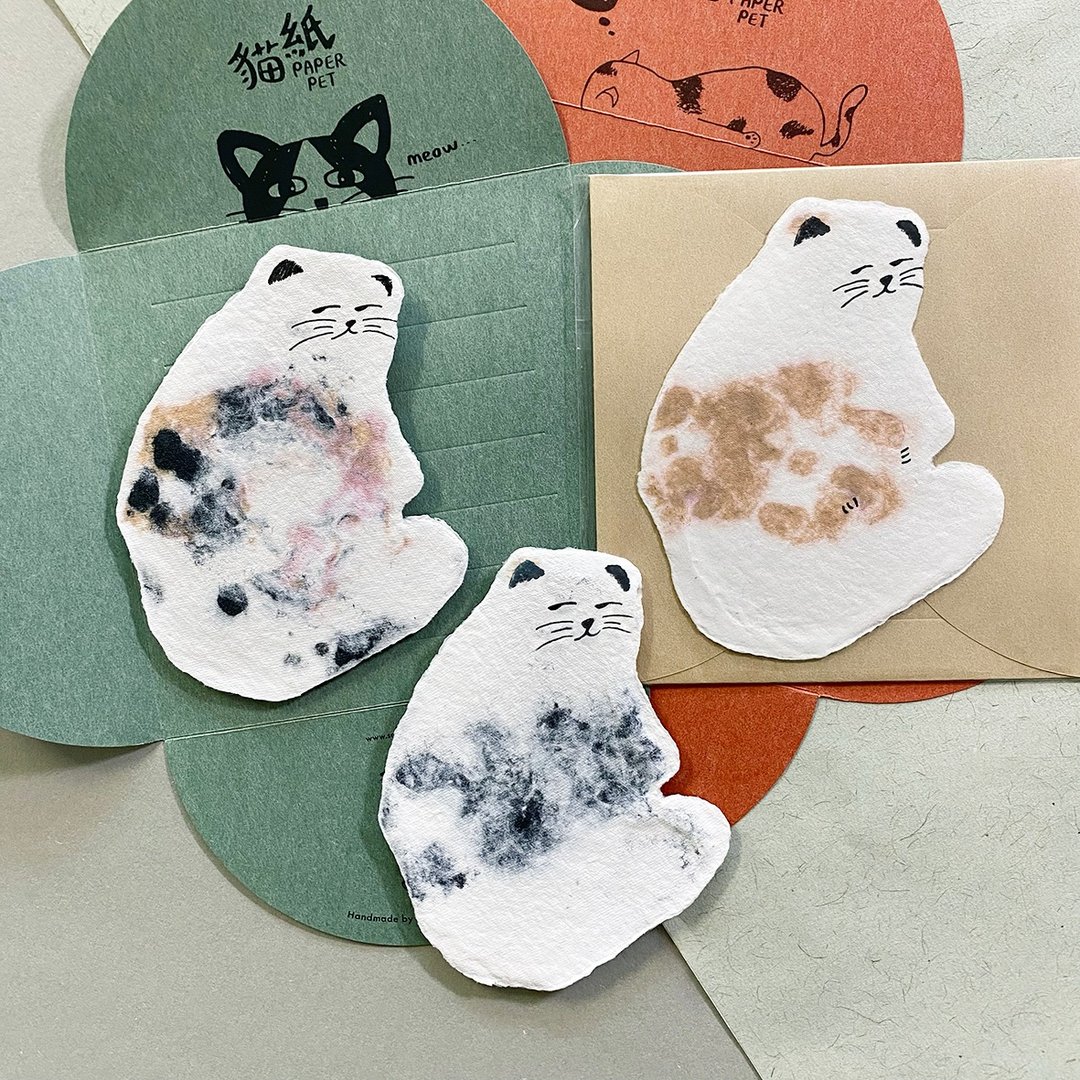 猫纸 Ken 手工纸心意卡 - 卡片/明信片 - 纸 灰色