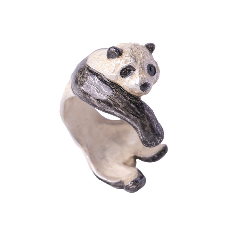 熊猫抱抱戒 Hugging Panda RN246 - 戒指 - 其他金属 白色