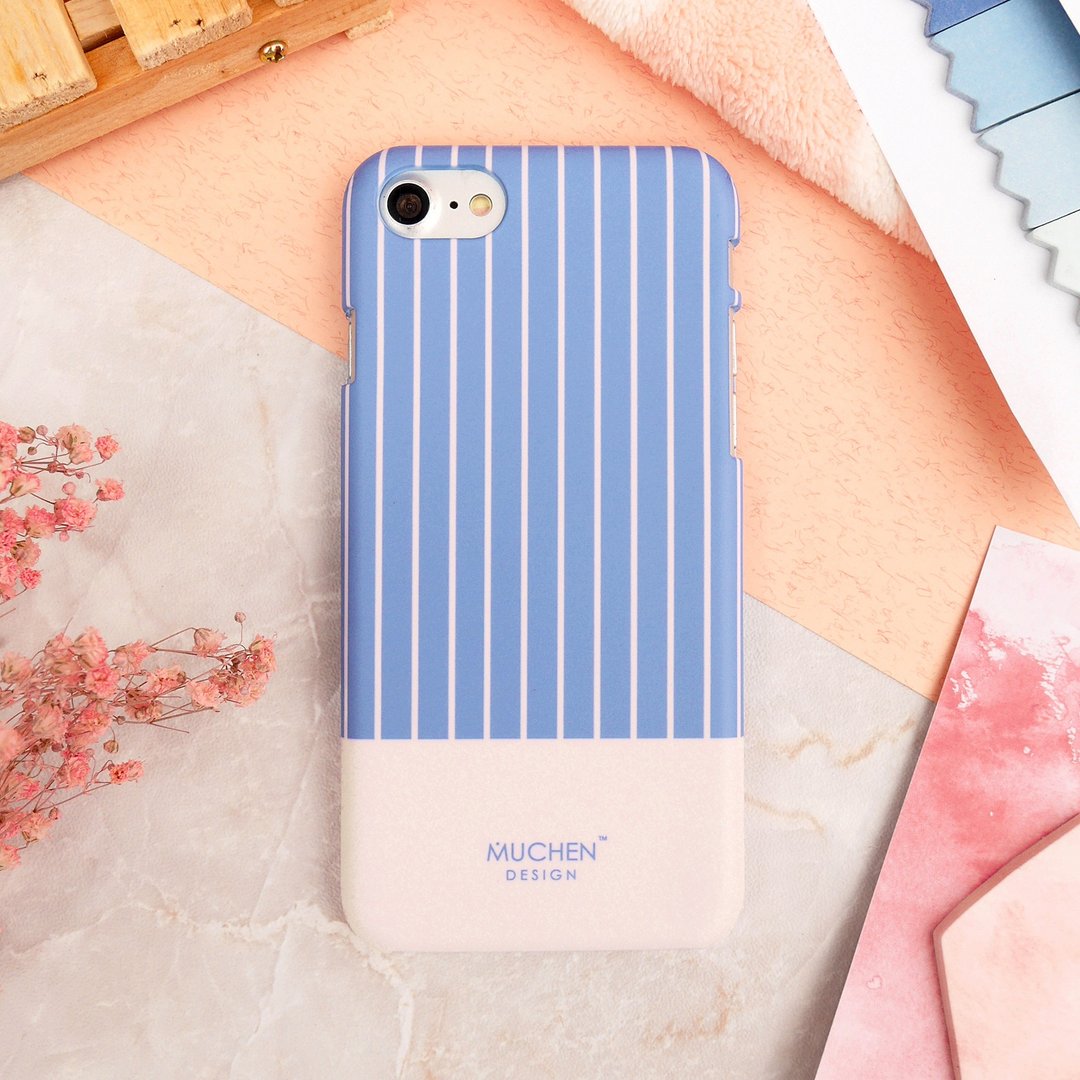 蓝直条纹-硬壳 (iPhone.Samsung, HTC, Sony.华硕手机壳) - 手机壳/手机套 - 塑料 蓝色