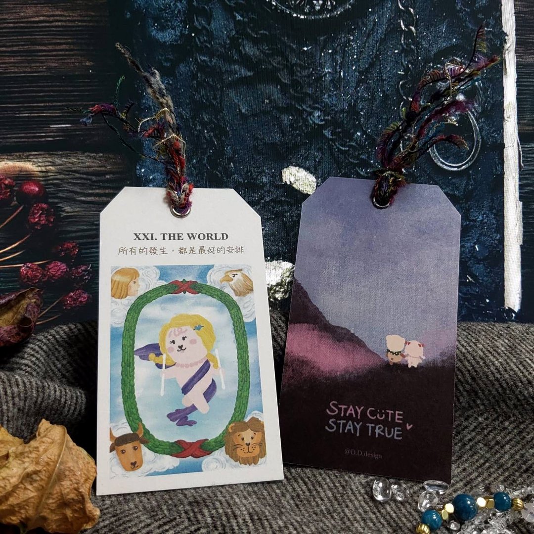 塔罗牌 大牌书签 - XXI. THE WORLD - 世界牌 TAROT Bookmark - 书签 - 纸 多色
