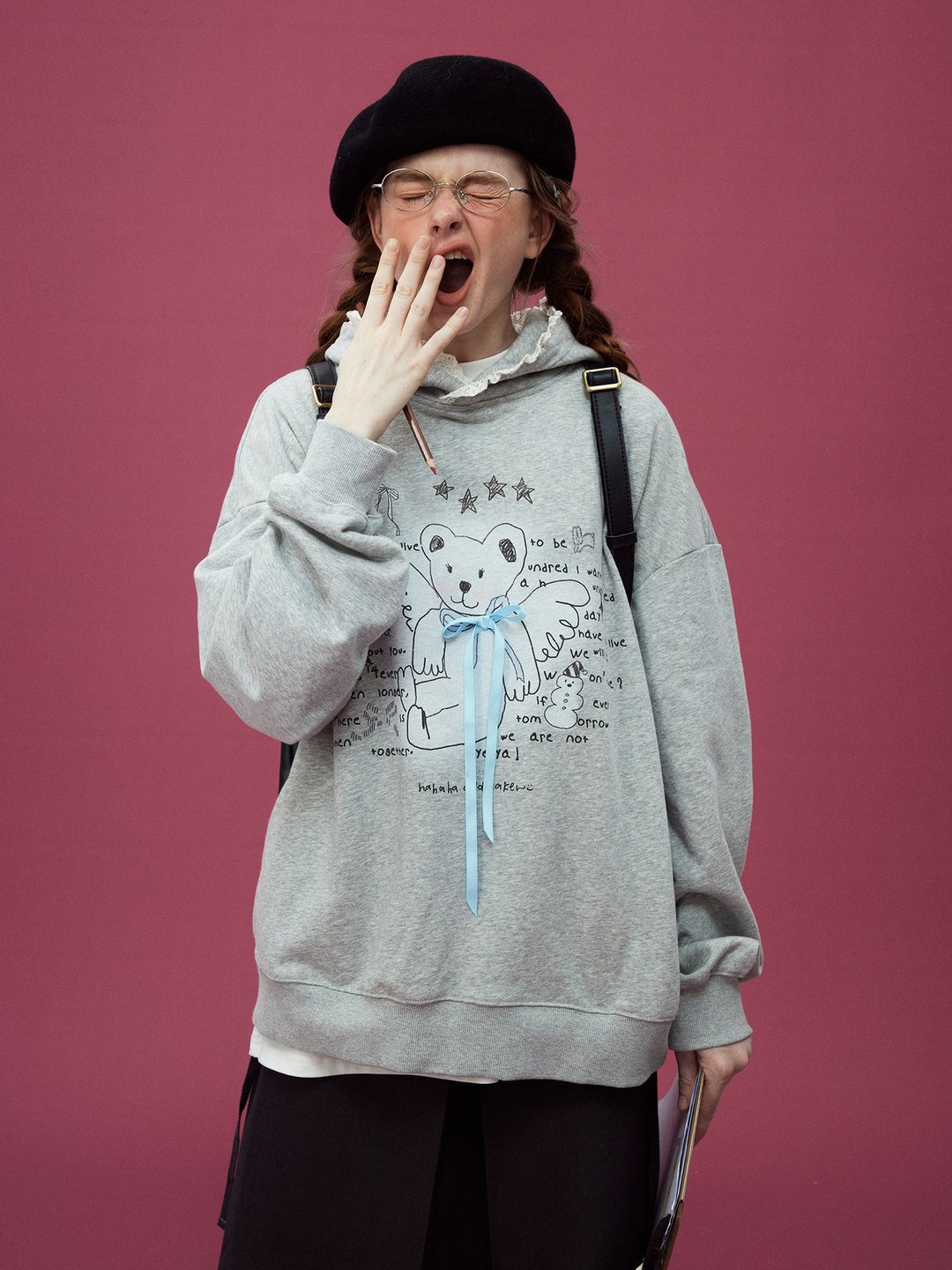oddmaker日系连帽卫衣宽松休闲外套女复古百搭宽松套头上衣 - 中性连帽卫衣/T 恤 - 棉 