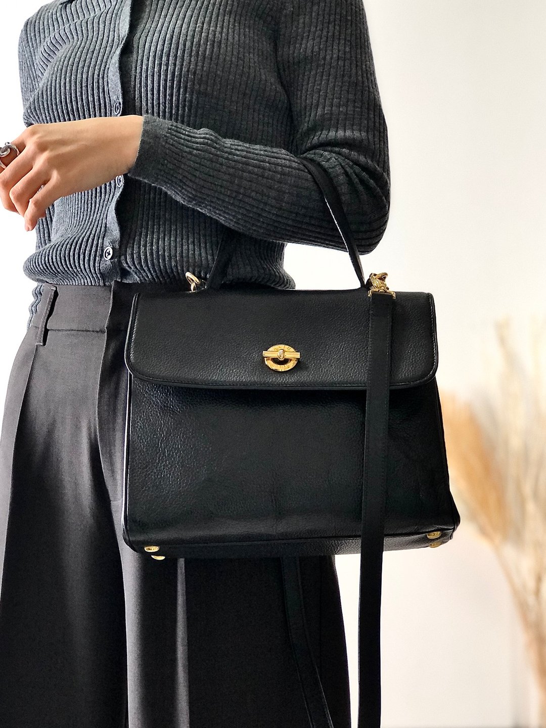 【日本直送，名牌二手包装】CELINE Mantel 皮革 2way 肩背包黑vintage 复古 老 g8ng5z - 侧背包/斜挎包 - 真皮 黑色